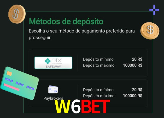 O cassino W6Bet oferece uma grande variedade de métodos de pagamento
